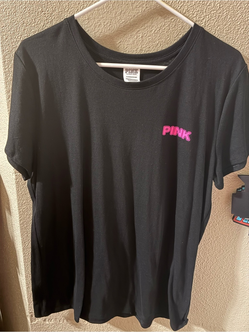 PINK Victoria's Secret Black Short Sleeve Tee with Pink Logo